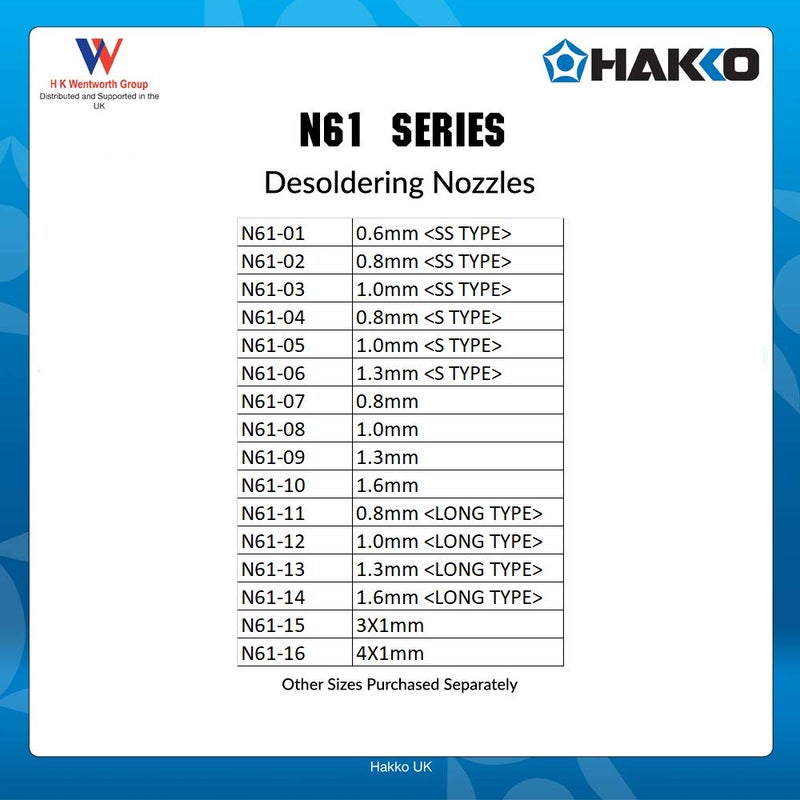 Hakko Desoldering Nozzle / 1.0mm Long/ N61-12 (for FR-4101, FR-301) - Image 4